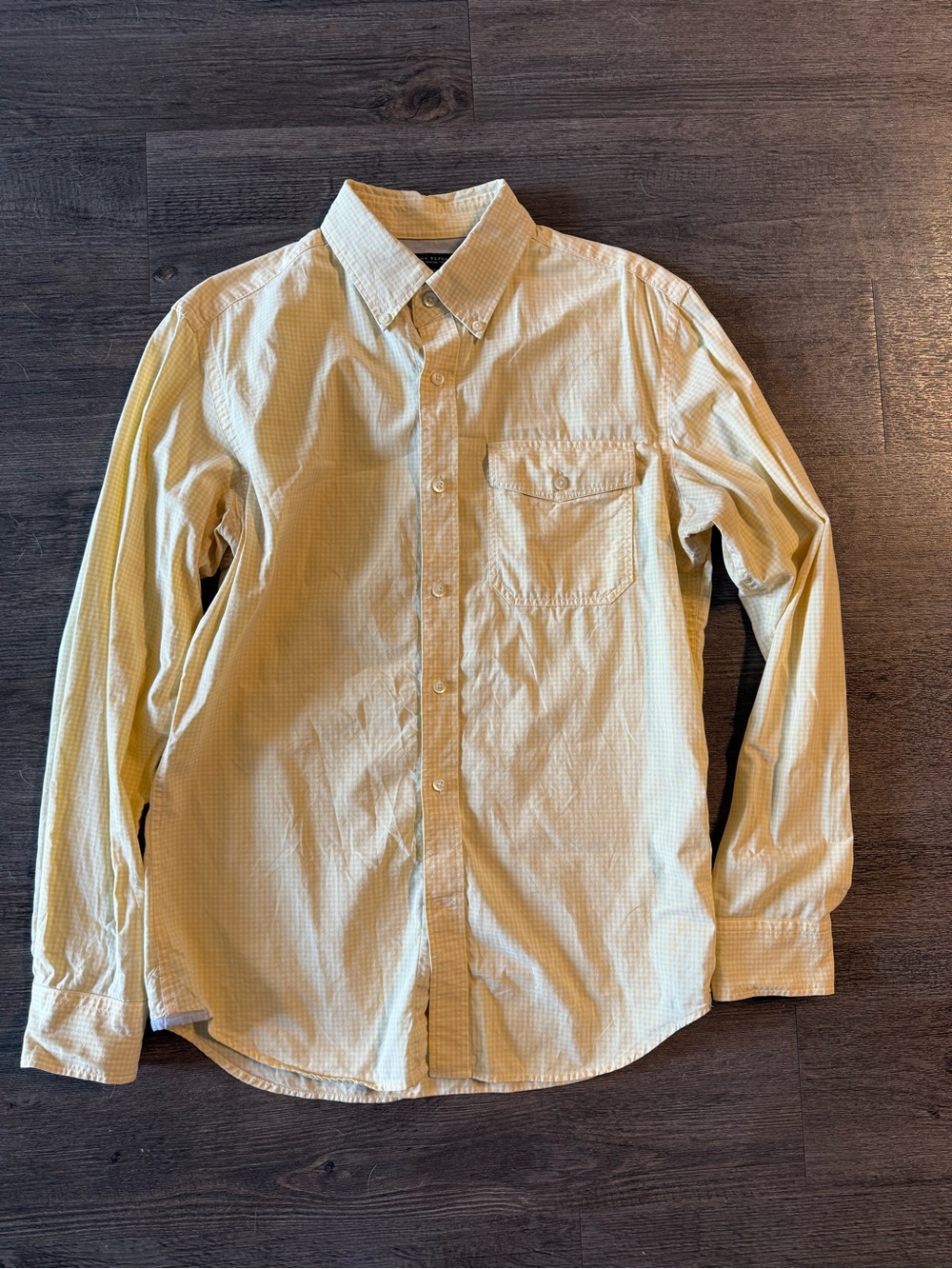 Banana Republic Mens Size Small Yellow Gingham Button Down